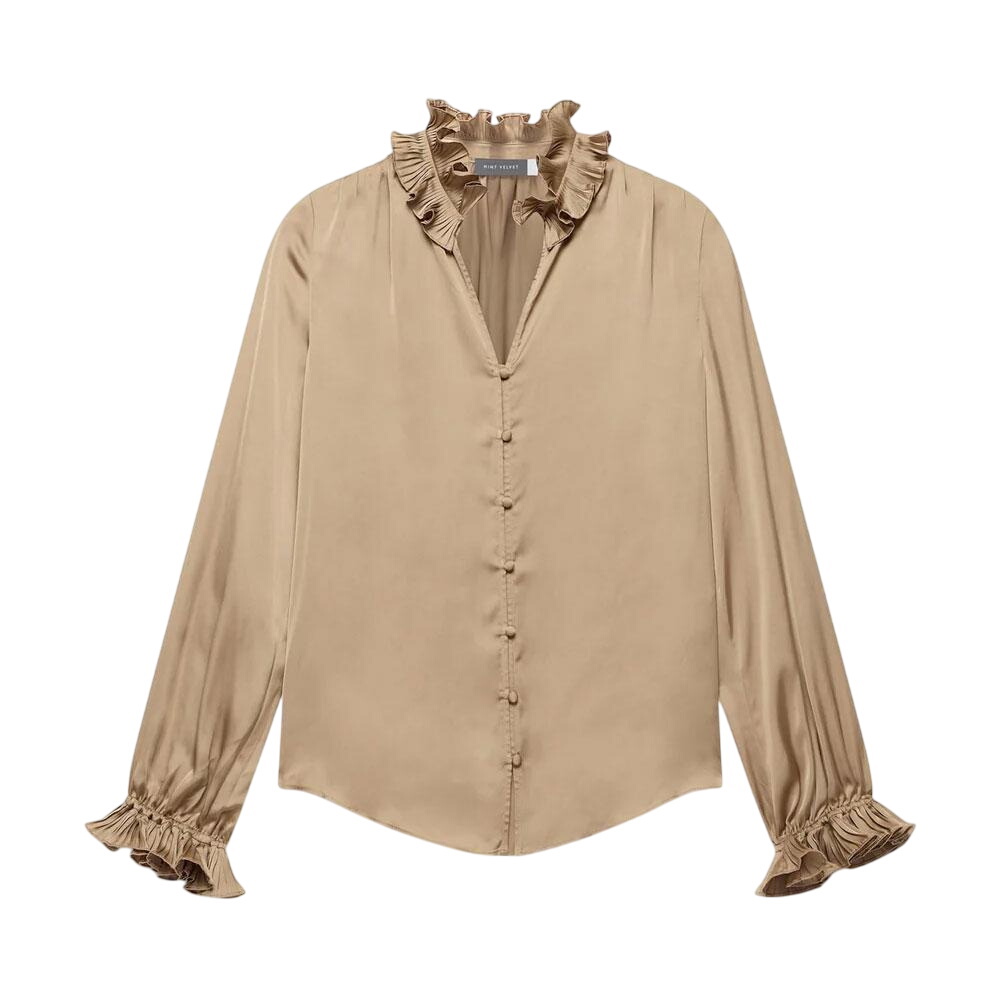 Mint Velvet Gold Ruffle Detail Satin Blouse